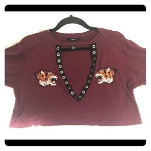 Crop top open deep V neck Forever 21